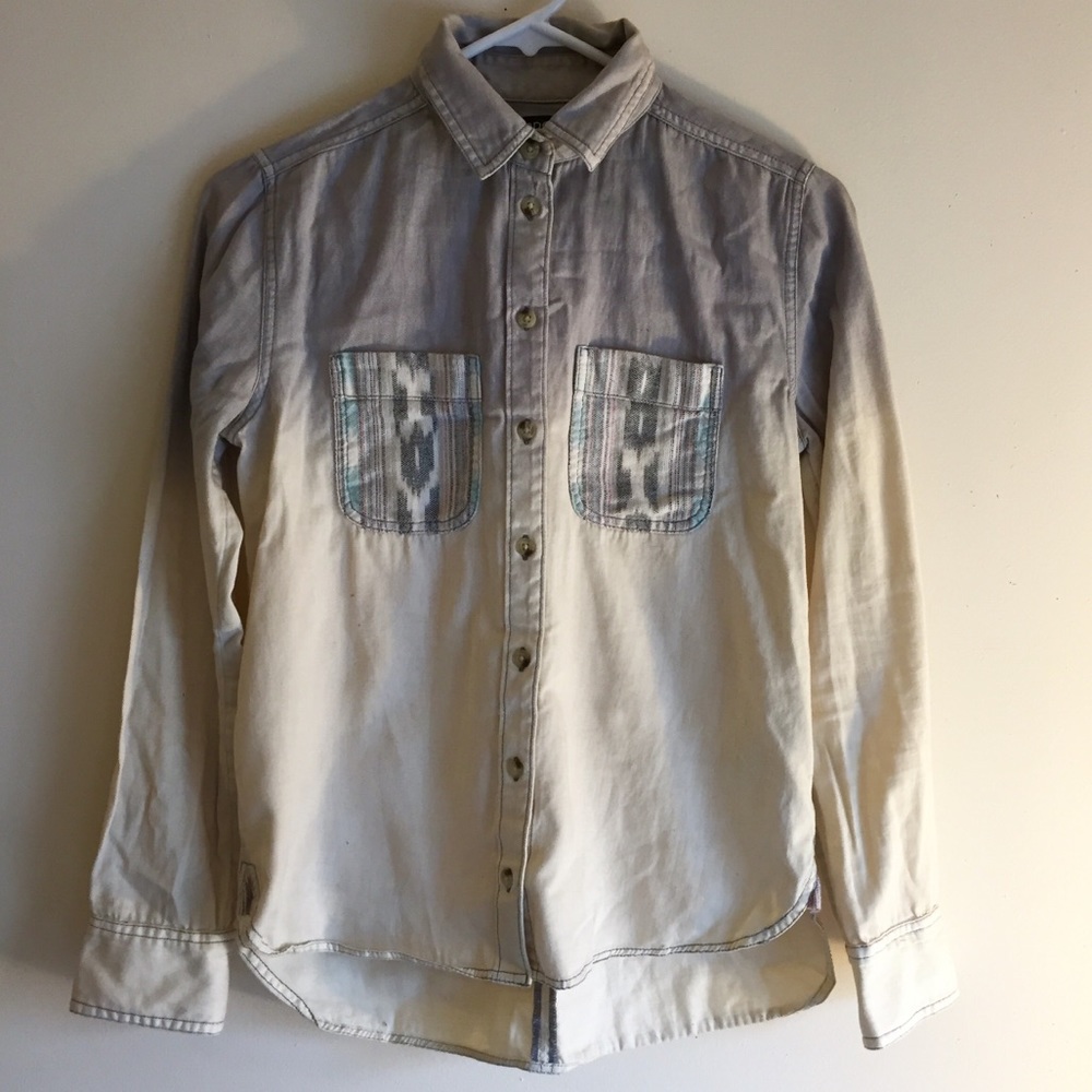 Ombré Women's Button Up pattern Pocket Shirt
